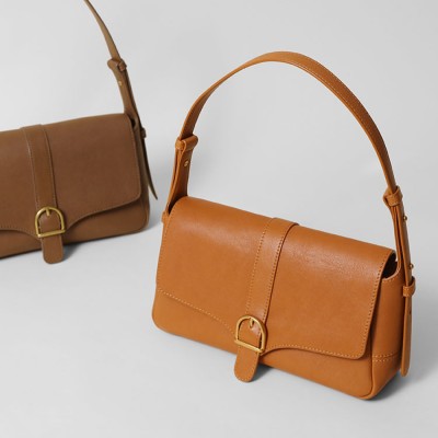 Baguette leather vintage ladies small square bag armpit bag